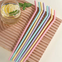4Pcs Tenedores De Silicona De Grado Alimenticio Colores Para Niños Bebidas Agua Jugos Curvados Reutilizables Pajillas De Coctel - details 0