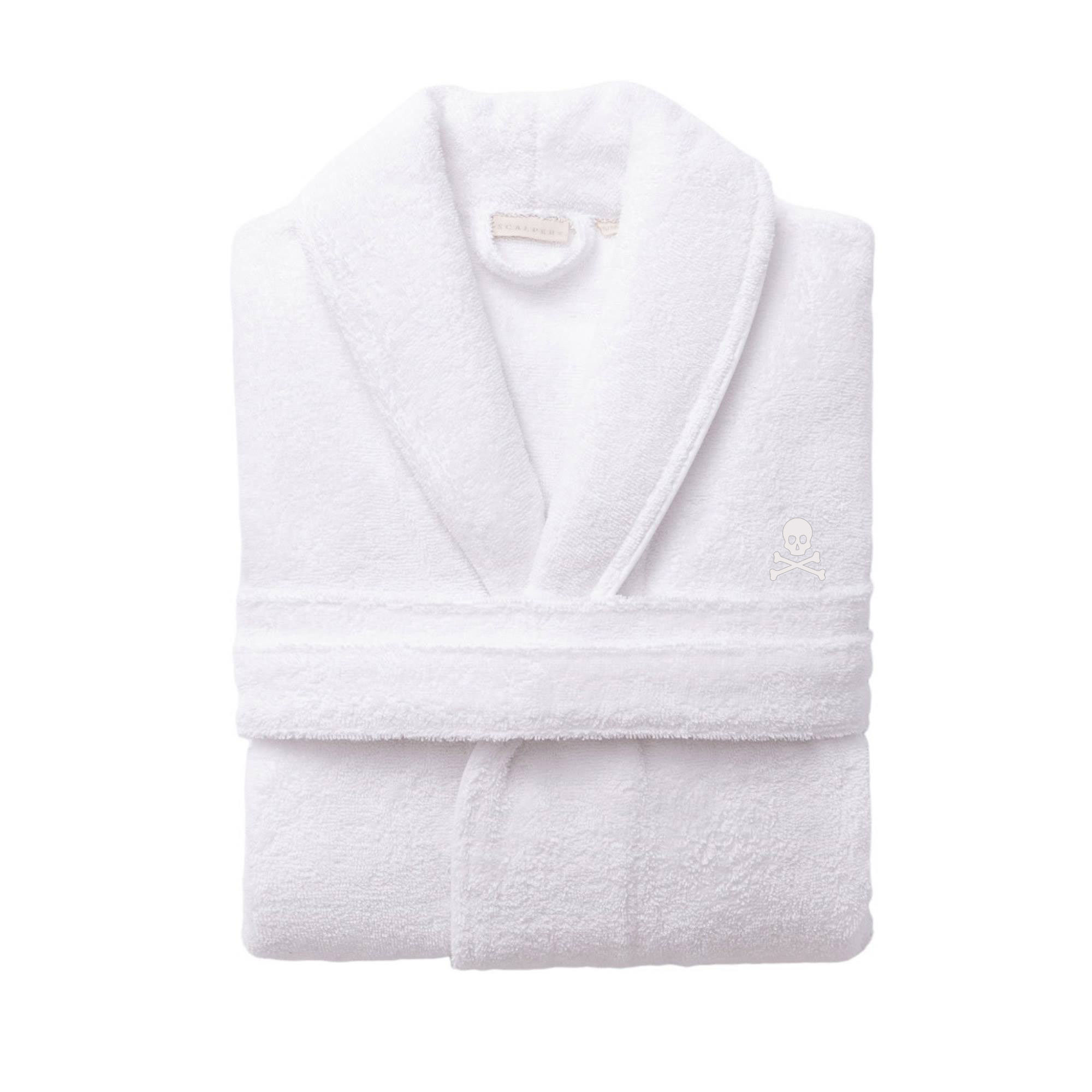 Scalpers Home Albornoz de Algodón 100% - 360GSM Gris con Ribetes Azules - Elegante y Sofisticado