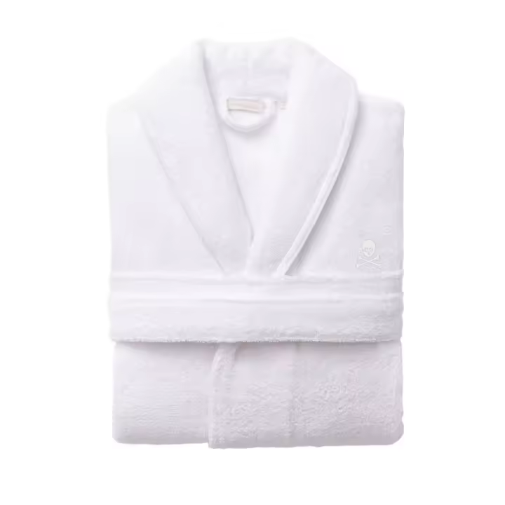 Scalpers Home Albornoz de Algodón 100% - 360GSM Gris con Ribetes Azules - Elegante y Sofisticado - 1