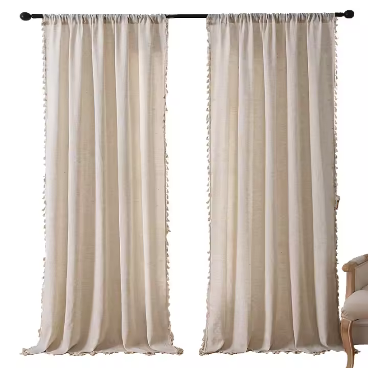 Cortinas de Salón con Efecto Lino,Cortina translúcida, Decoración del Hogar Moderna para Dormitorio,Comedor y estudio - 1