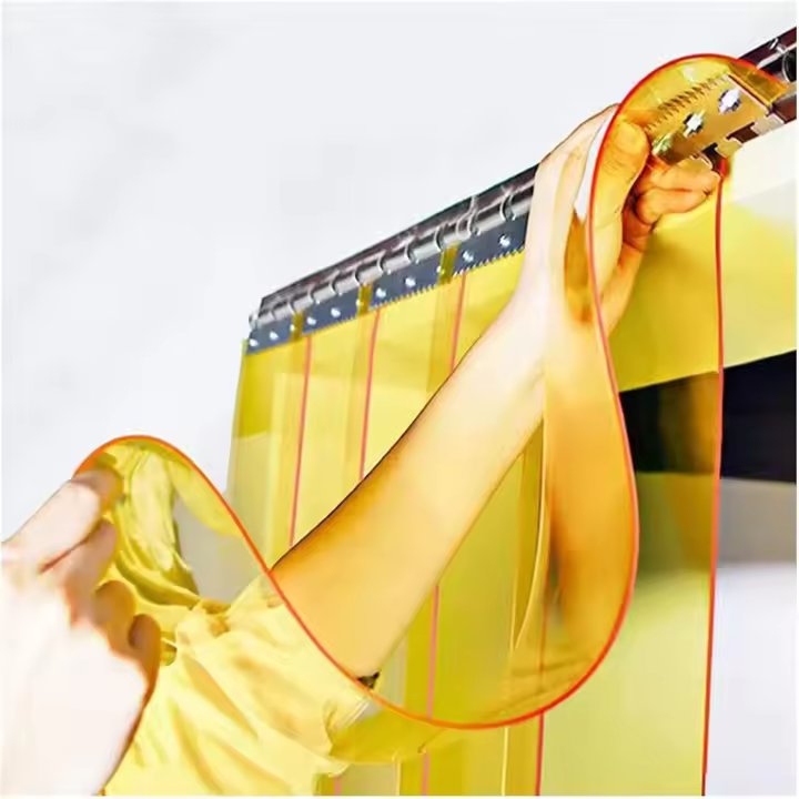 Cortina Puerta Tira PVC Impermeable Cortina Tiras Industriales Tiras Vinilo por Fábrica/Garaje/Patio/Industrial, Amarillo (Color : 2.1mm, Size : 90x210cm) - 1