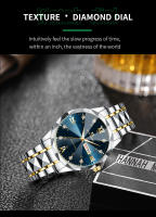 Reloj De Hombre 2024 Moda Nueva Con Rivet Correa De Acero Inoxidable Dial Azul Dorado Luminoso Diamante Agua Resistente Reloj De Negocios - details 3