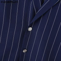 Camisa De Verano Para Hombre INCERUN Moda Corta Cuello V Casual Striped Top Para Calle Ropa Unisex Botones Talla S-5XL - details 11