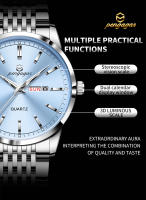 Reloj De Lujo PENGAGAR Para Hombre Resistente Al Agua Con Luminiscencia Fecha Día De La Semana Acero Inoxidable Reloj De Cuarzo Casual Con Caja - details 5