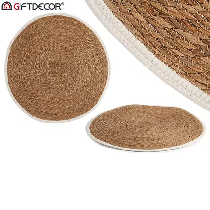Alfombra natural borde blanco 100 cm - 1