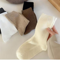 Calcetines De Mujer Estilo Retro Breves De Color Sólido Casual Transpirables Para Otoño E Invierno Suaves Y Cómodos - details 7