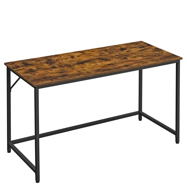 VASAGLE Escritorio, Mesa Oficina Pequeña y Estación Trabajo, Mesa para Teletrabajo, Estudio, Dormitorio, 60 x 140 x 76 cm, Estilo Industrial, Estructura Metal, Marrón Rústico y Negro Tinta/ Negro Ébano y Negro Tinta - 1