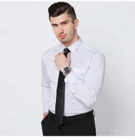 Camisa De Hombre Sin Arrugas Larga Para Traje Slim Fit Fácil De Planchar Cuidado Facilito Moda Negocios Social Ropa De Oficina - details 4