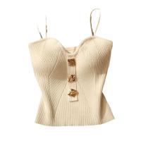 1 Pieza Camiseta De Hombro Halter Pequeña Y Elegante Para Verano Para Mujer Deporte Yoga Transpirable Tejido En Punto Sin Cierre - details 6