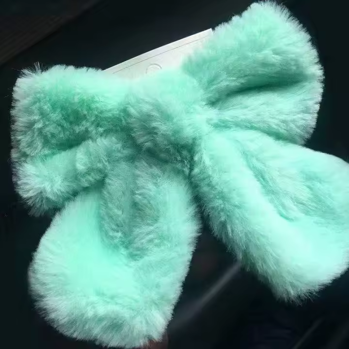 Juego De Clip Para El Cabello De Peluche Lindo Con Lazo De Tela Accesorios Para El Cabello De Color Sólido Para Uso Diario - 1