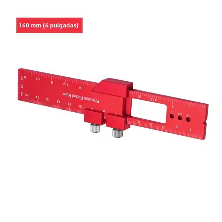 Regla De Bolsillo De Precisión 1/3Pcs Metal Con Escala De Pulgadas Y Metrás Aluminio Para Trabajos De Carpintería Con Parada De Deslizamiento Tipo T Para Scriptor - 1