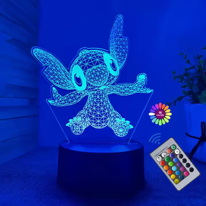 Lámpara De Noche Disney's Lilo & Stitch Con Control Remoto Y Toque Inteligente Decoración De Habitación Regalo De Cumpleaños San Valentín Navidad - 1