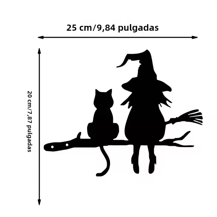 Juego De 2 Palos De Jardín Con Silueta De Bruja Y Gato Decoración Para Jardín Y Patio Arte En El Árbol Tamaño 15cm - 1