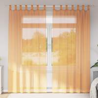 vidaXL Cortinas de gasa con trabillas 2 uds 140x225 cm en color Morado/Gris claro/Terracota y más | protección solar decorativa para ventanas hogar oficina dormitorio fácil de instalar - details 4
