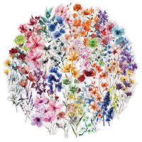 Pack De 50 Etiquetas De Flor En Tinta Resistente Al Agua Transparente PET Para Brochure Decoración De Guitarra Y Cuaderno - details 0