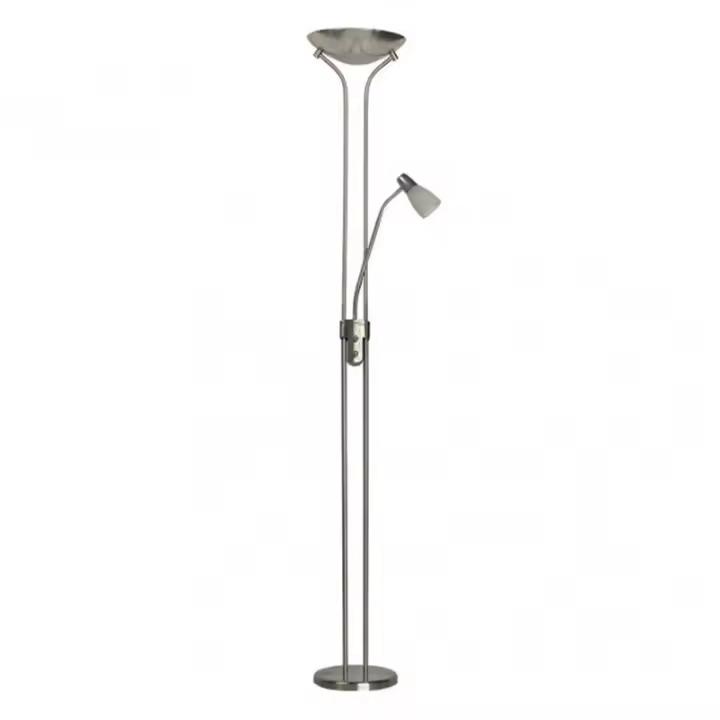 Lámpara de Pie FABRILAMP Ross 2xe27+1xe14 C/Lector Niquel 180x28x28 Cm - Iluminación Cálida - 1
