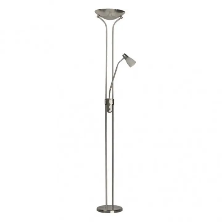 Lámpara de Pie FABRILAMP Ross 2xe27+1xe14 C/Lector Niquel 180x28x28 Cm - Iluminación Cálida - 1