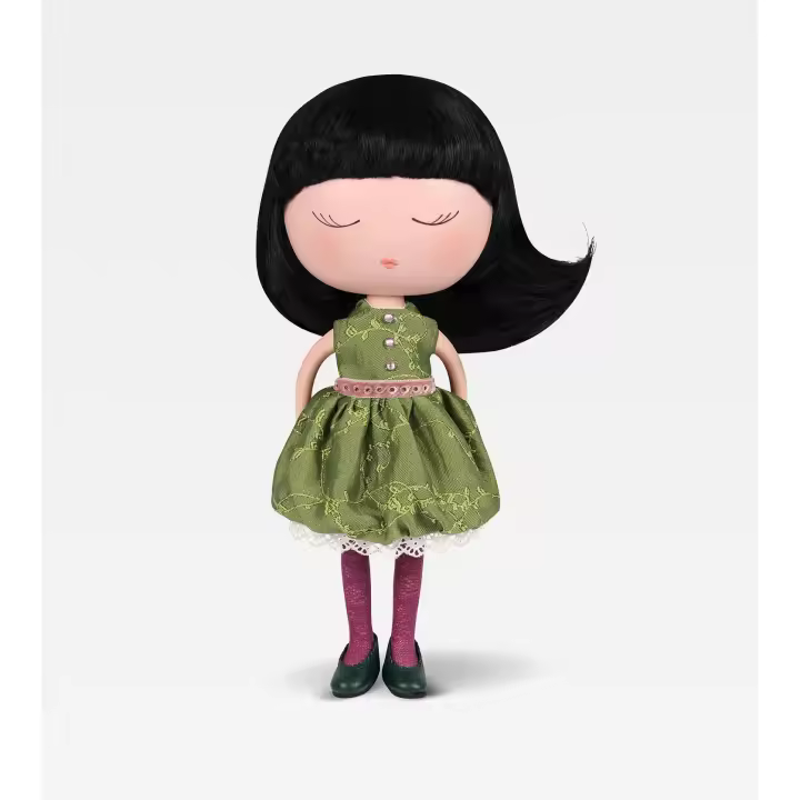 Muñeca Anekke con Traje Verde y Bolsa.Preciosa muñeca decorativa y de colección - 1