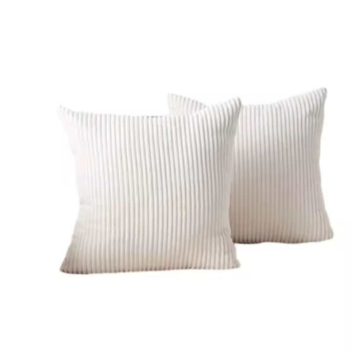 SOMY Juego de 2 Fundas de Cojines Decorativas 60x60cm Pana Color Sólido Suave Felpa Fundas de Cojines para Sofá Coche Dormitorio Hogar Beige 60x60cm - 1