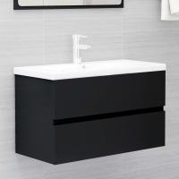 vidaXL Mueble de lavabo madera de ingeniería 80x38,5x45 cm en color Negro/Gris sonoma/Gris hormigón y más | almacenamiento funcional diseño moderno para baño dormitorio sala - details 0