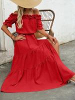 Vestido Maxi De Playa De Moda Para Mujer Con Volante Y Abertura En El Costado Sin Mangas Cuello Abierto Estilo Oficina Lady - details 3