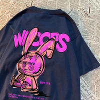 Camiseta De Algodón Rosa Con Diseño De Conejo Para Hombres Y Mujeres Camiseta Suelta De Estilo Vintage Anime Cuello Redondo Casual - details 30