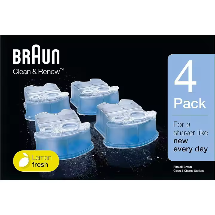 Braun - Pack de 4 recambios de líquido limpiador para el sistema Clean & Renew - CCR4 - 1