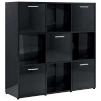 vidaXL Estantería madera contrachapada 90x30x90 cm Blanco, Negro, Gris Mueble Almacenaje Estantería para Oficina, Estudio, Dormitorio Estantería/Librería/ mueble de Almacenamiento - details 4