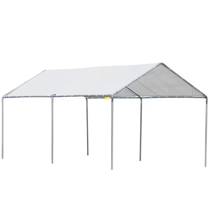 Outsunny Cochera Exterior 3x6 m Carpa Garaje para Coche Impermeable con Toldo de Tela PE y Marco de Acero Galvanizado Pabellón Gazebo para Jardín Patio - 1