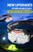 Linterna Frontal Recargable Con Sensor De Onda LED Tipo-C Para Camping Y Pesca Luz De Búsqueda Con Batería Integrada Impermeable 7 Modos De Iluminación - details 0