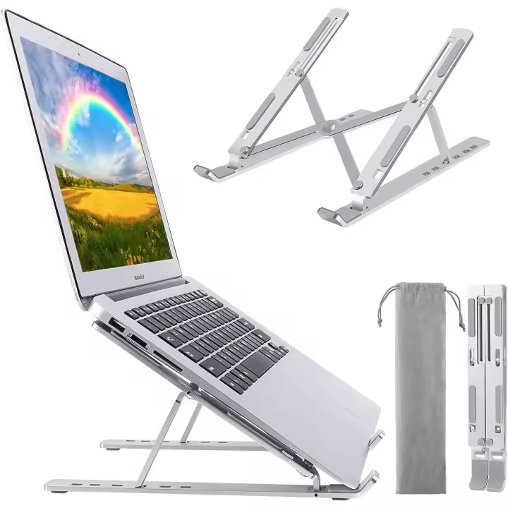 Soporte para computadora portátil, soporte para computadora portátil plegable de aluminio ventilado, soporte elevador de silicona antideslizante para computadora portátil de 10 a 17 pulgadas - 1