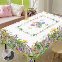 Mantel Redondo De Pascua En Poliéster 100% Impermeable Con Patrón De Conejo Y Huevo Tamaño Variado Decoración Para Mesa De Comedor Jardín Y Uso Diario En Casa - details 1