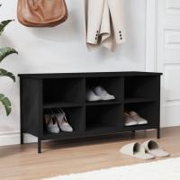 vidaXL Mueble zapatero madera contrachapada 100x35x50 cm Color Gris sonoma,  Negro,  Roble ahumado - details 1