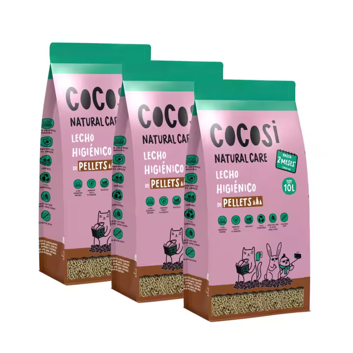 SMELL & SMILE Lecho Higiénico de Pellets para Gatos, Conejos y Roedores ,30L ,100% Biodegradable ,Control de Olores y Libre de Polvo ,Absorción Rápida, Natural y Sin Aditivos ,Ideal para Areneros y Jaulas - 1