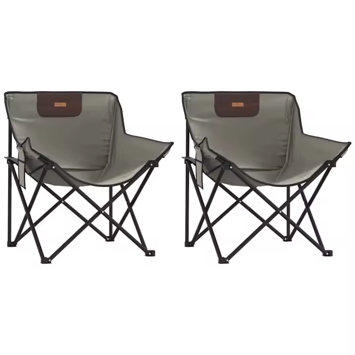 Sillas de camping con Bolso de Mano 2 Unidades Gris - 1