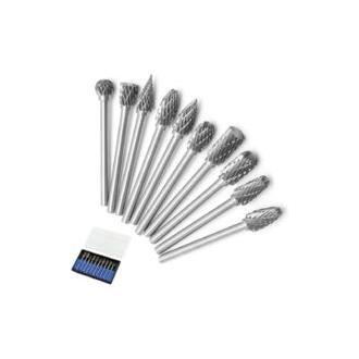 Cepillo, rueda y taladro abrasivo, 10 piezas de fresas rotativas de carburo sólido de acero de tungsteno de doble corte, vástago de 3 mm, vástagos de broca helicoidal para herramientas rotativas Dremel