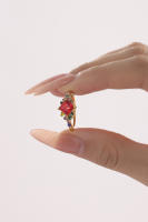 Encanto Anillo de diamante completo de circonita cuadrada superllamativas de lujo con luz de viento europea y americana, anillo ajustable con personalidad simple para mujer - details 4