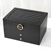 Caja de almacenamiento de Perfume de cuero de 3 Capas de gran capacidad, Caja de joyería, soporte para Cosméticos, Caja de almacenamiento para Collares, pendientes y anillos para Mujer - details 0