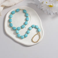 Pulsera De Dedo De Moda Turquesa Para Mujeres Con Cuentas Estilo Pulsera De Tobillo Material De Piedra Y Aleación De Hierro - details 2