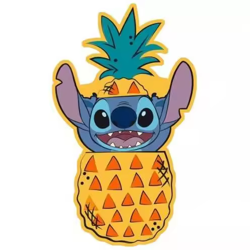 STITCH COJIN PELUCHE 3D FORMA DE PINA PARA REGALO COLOR AMARILLO-DISNEY22*30CM - 1