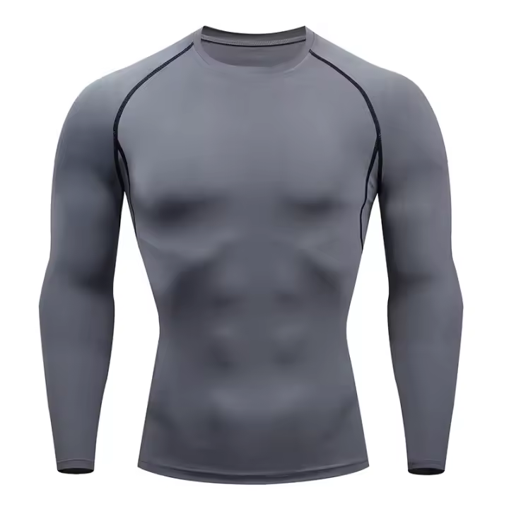 Camiseta De Manga Larga Para Hombre Fitness Running Gym Primavera Otoño Deporte Exterior Tops Poliéster Secado Rápido Cuello Redondo - 1