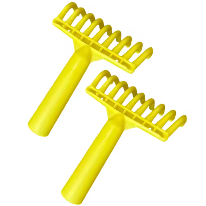 KROWN - Pack 2 Rastrillos de 9 Dientes para Aceitunas, Rastrillo de Plástico Amarillo para Recogida de Aceitunas - 1