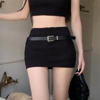 Mini Falda Negra A-line Ajustada Para Mujer Cintura Alta Estilo Casual Ligera Estiramiento Material Algodón Todas Las Estaciones - details 2
