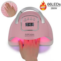 Lámpara LED UV SUN X12 MAX 280W Para Uñas Con 4 Configuraciones De Tiempo 66 LEDs Secador De Uñas Portátil Profesional Para Uñas Color Rosa/Blanco - details 0