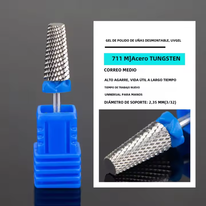 Broca De Uñas 5 En 1 De Acero Tungsteno Para Manicura Y Eliminación De Esmalte En Gel Acrílico Y Uñas Duras Accesorio De Herramienta Para Uñas - 1