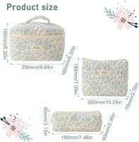 Bolsa de maquillaje acolchada de 3 piezas, Bolsa Grande para Cosméticos, neceser floral estético, Bolsa de viaje de Algodón PARA EL Curado de la ropa. - details 3