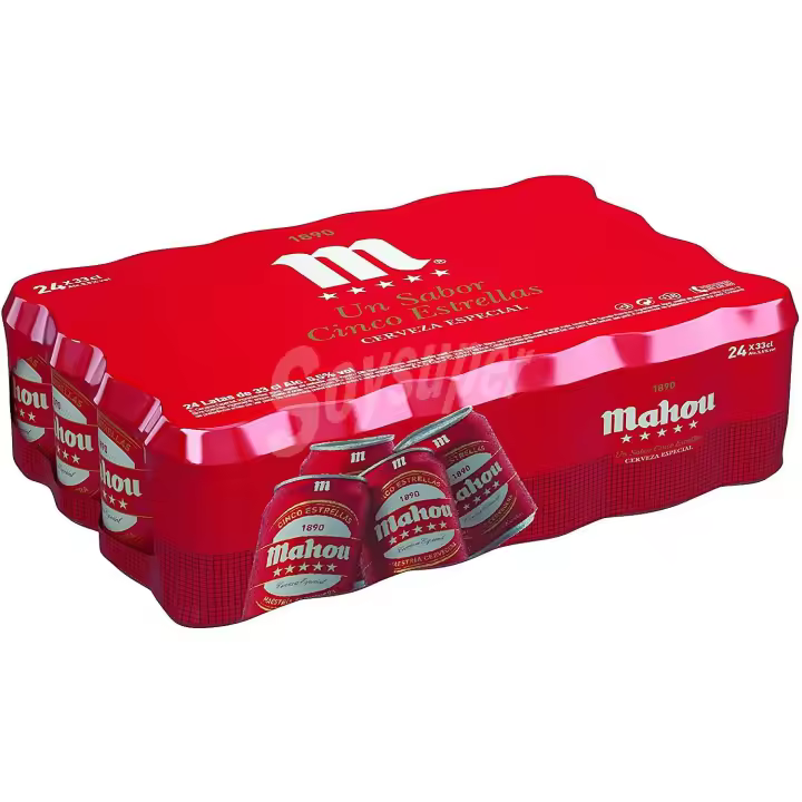 PACK de 24 - Cerveza MAHOU CINCO ESTRELLAS  24 x 33cl - 1