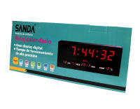 Sanda SD-4130 Reloj Digital LED Rojo, Calendario, Termómetro, Alarma, Fuente de alimentación, para pared y mesa - details 2