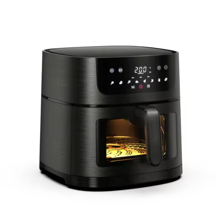 Freidora de Aire sin Aceite 6L  OstarkDom Milmeggium con 8 Modos preestablecidos de Cocina, Pantalla tactil LED y Ventana de Visualización - 1500W, 80-200°C - 1