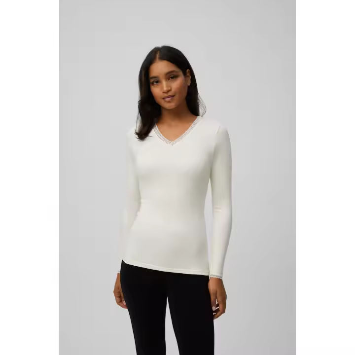 Ysabel Mora - TÉRMICO Camiseta control de temperatura detalle encaje manga larga marfil - 1